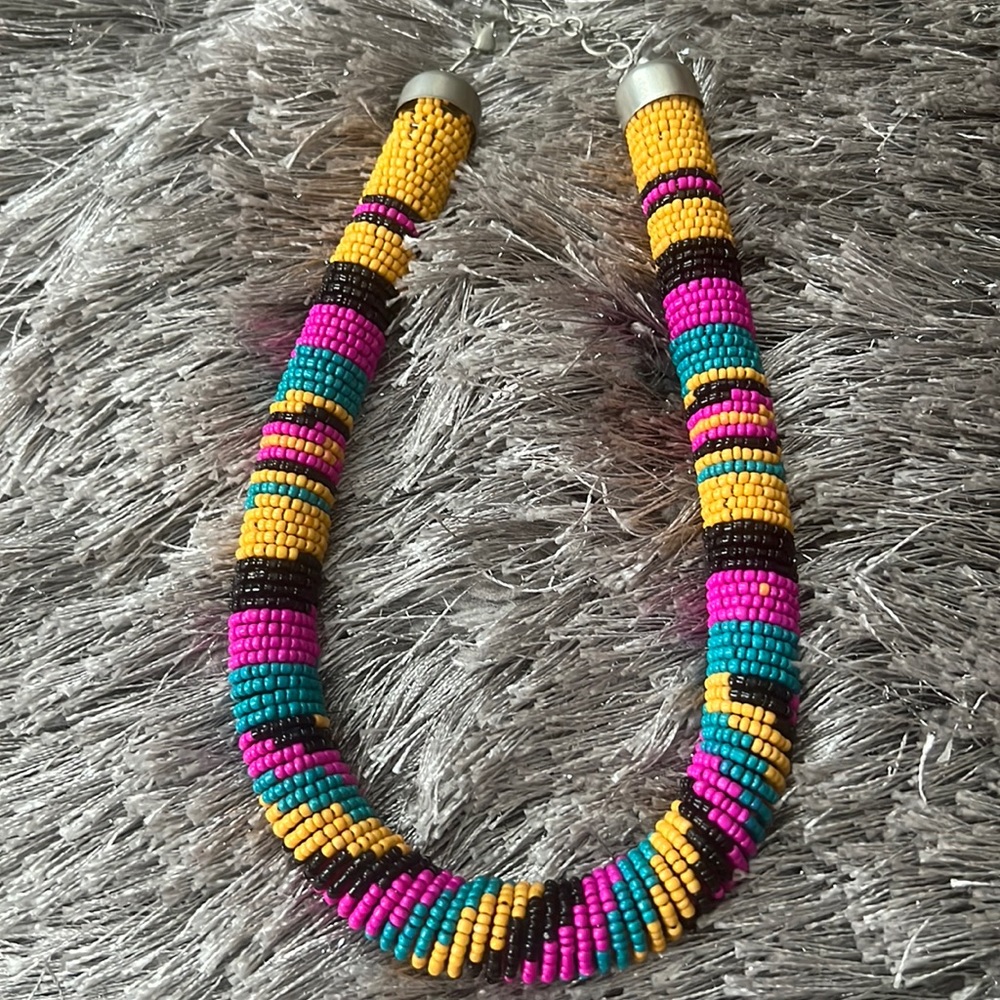 Multi-Colored Beaded Adjustable Necklace
